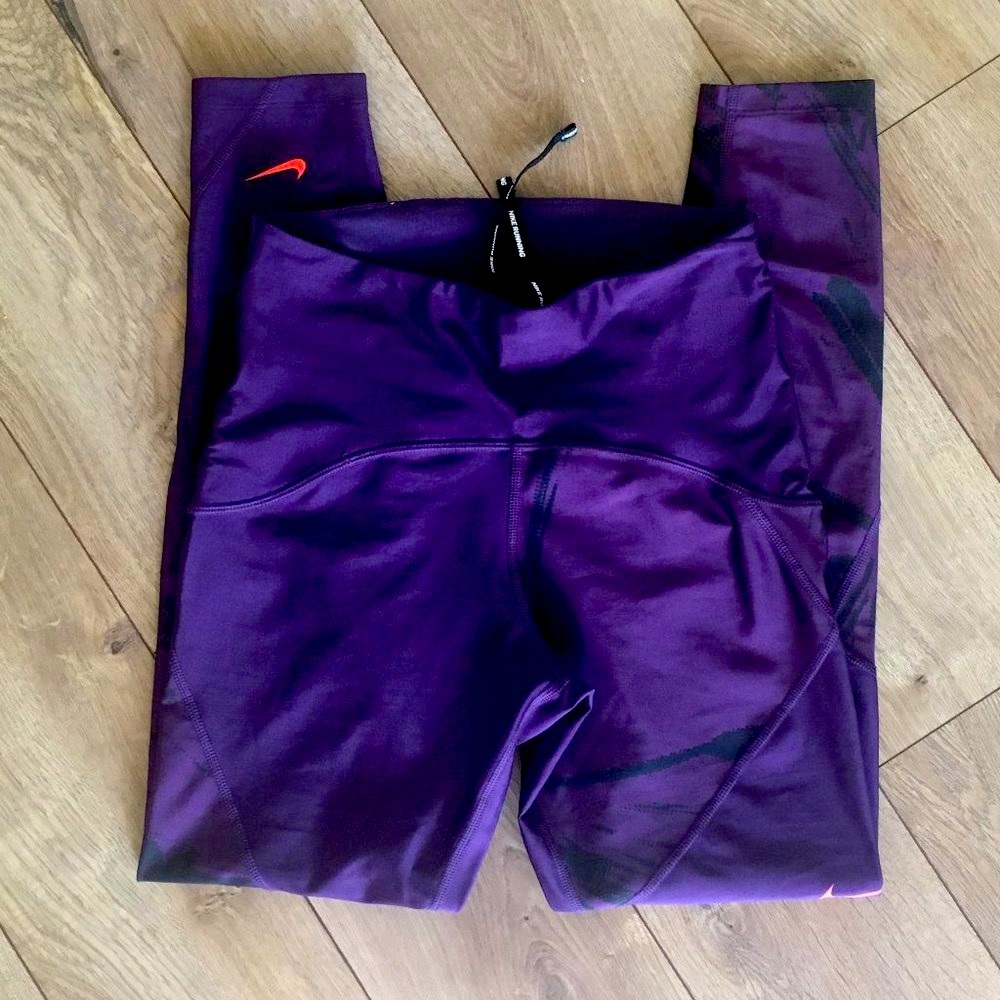 Nike Running reflective purple 7/8 leggings Sz SM
